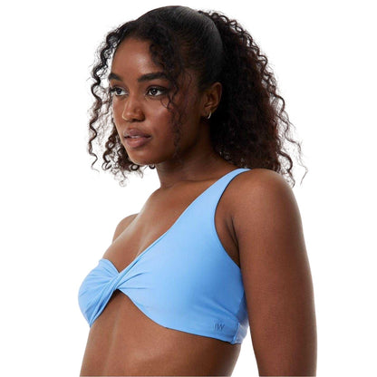 Marina Blue - Side - Jack Wills Womens-Ladies Asymmetric Twisted Knot Front Bikini Top