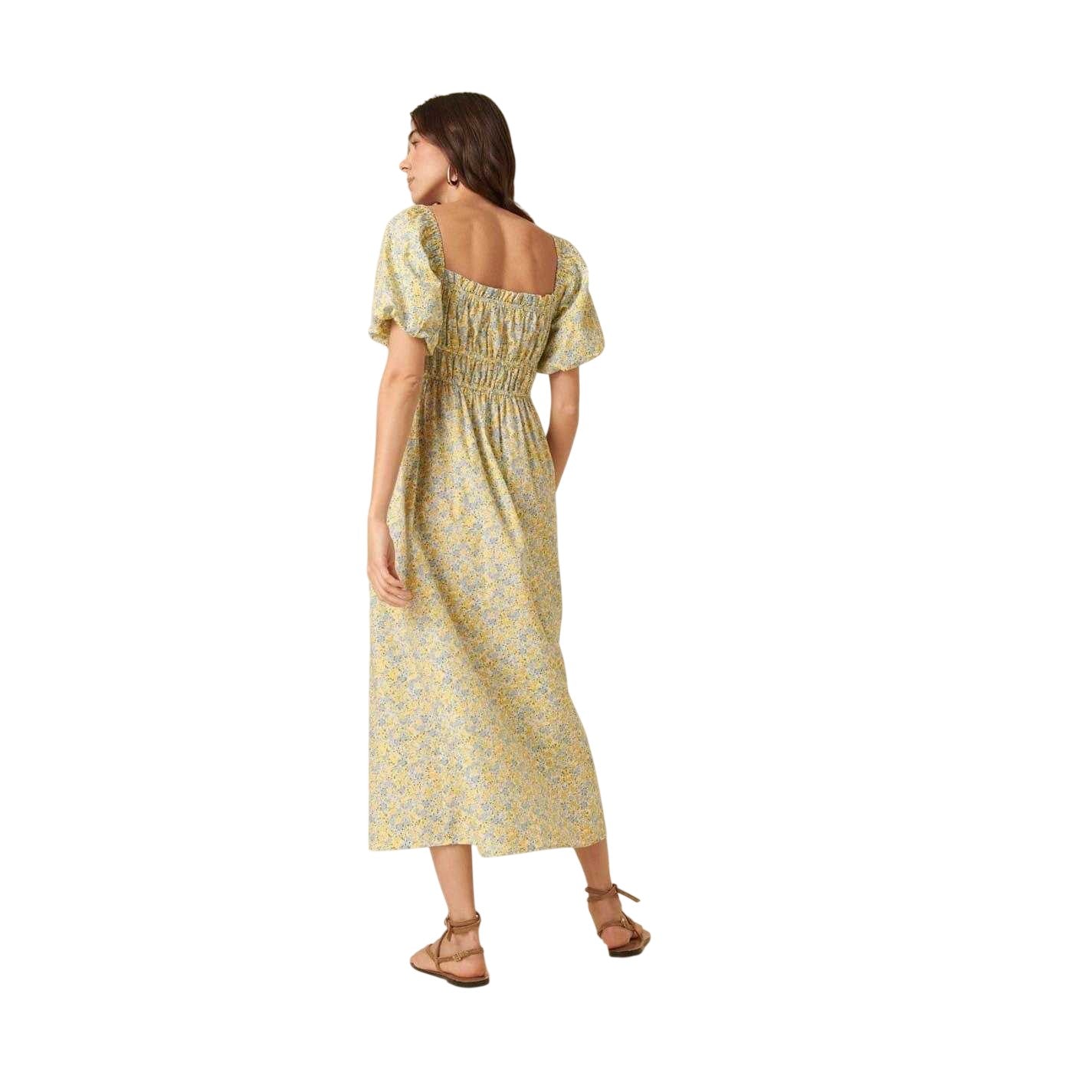 Yellow - Back - Nobody´s Child Womens-Ladies Floral Square Neck Midi Dress
