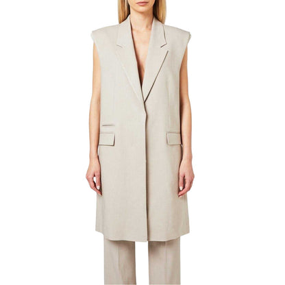 Beige - Lifestyle - Boss Womens-Ladies Jewela Longline Notch Neck Long Sleeveless Blazer