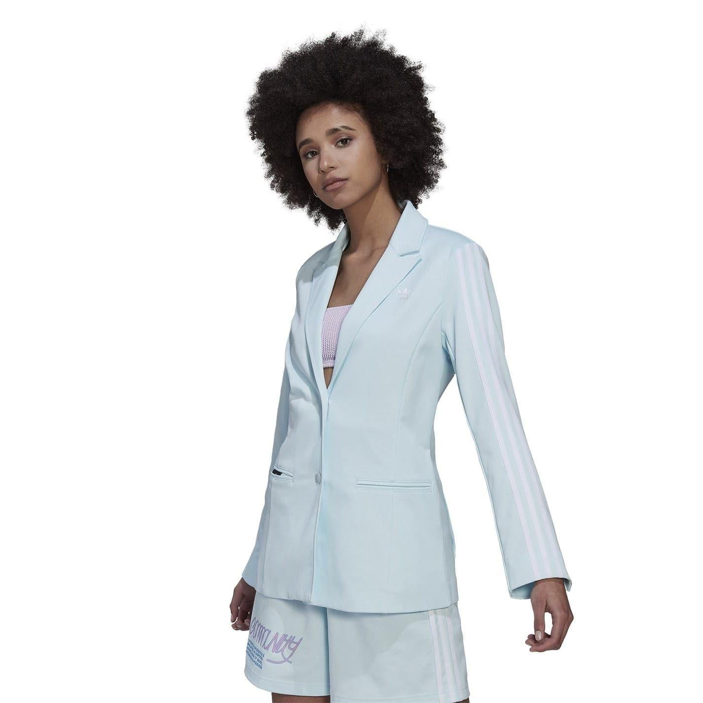 Blue - Lifestyle - Adidas Womens-Ladies Back Print Relaxed Fit Blazer