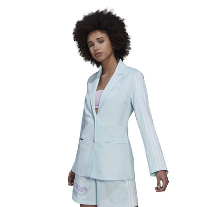 Blue - Lifestyle - Adidas Womens-Ladies Back Print Relaxed Fit Blazer
