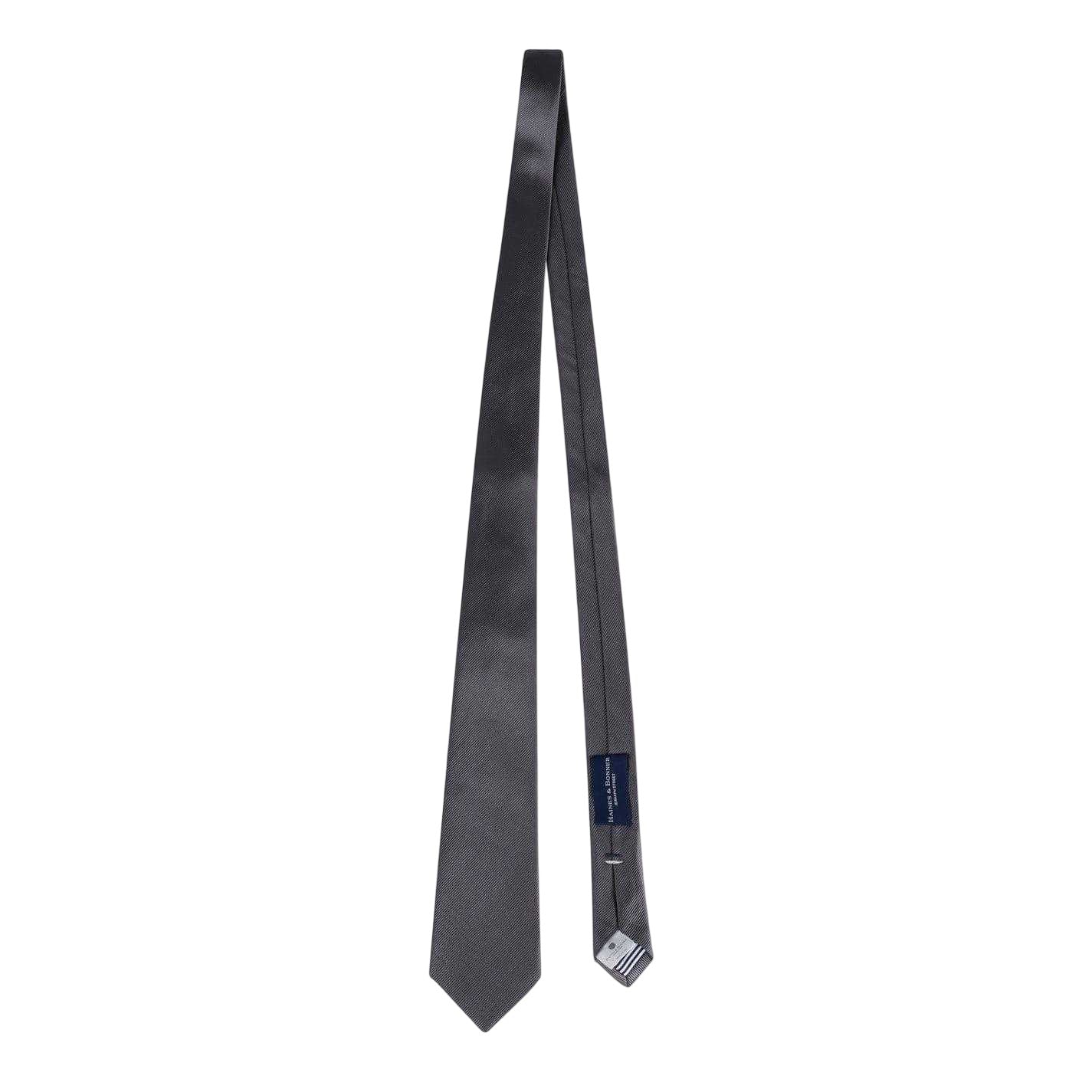 Charcoal - Back - Haines and Bonner Textured Twill Tie