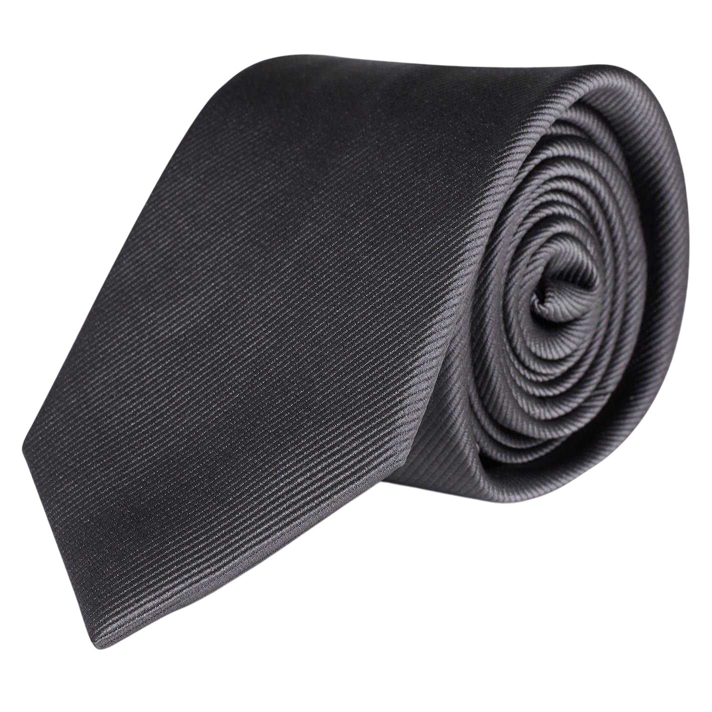 Charcoal - Front - Haines and Bonner Textured Twill Tie
