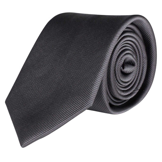 Charcoal - Front - Haines and Bonner Textured Twill Tie