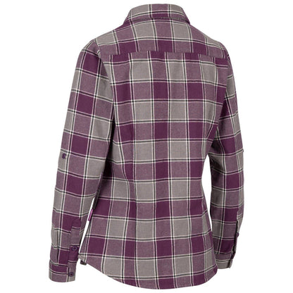 Dark Mauve - Back - Trespass Womens-Ladies Mindy Checked Woven Long-Sleeved Shirt