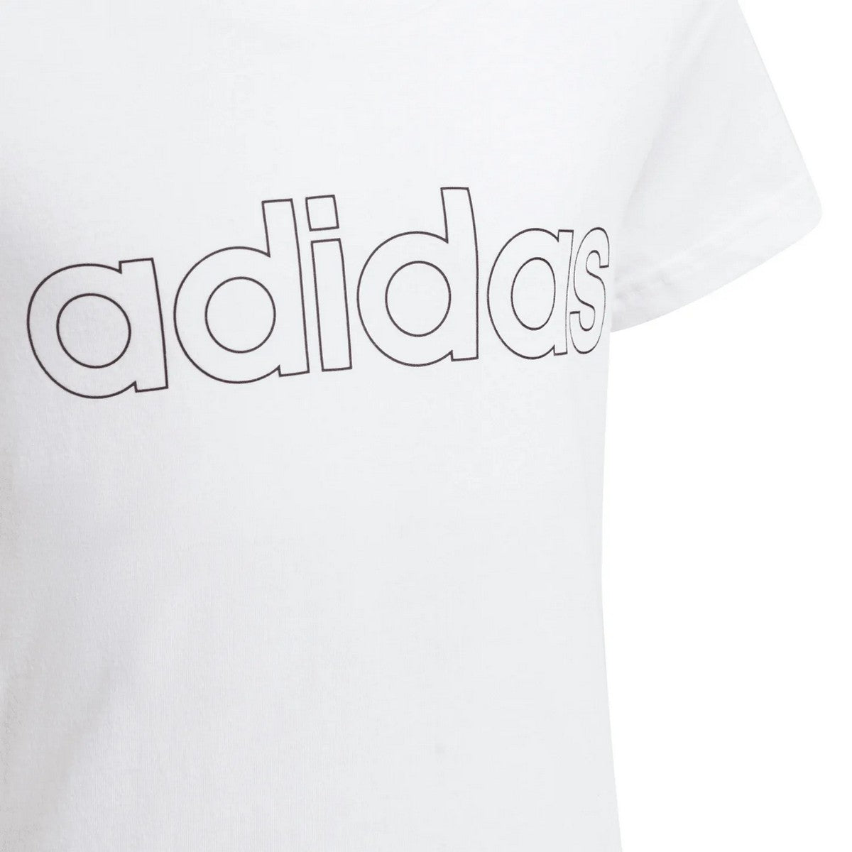White - Side - Adidas Girls Essentials Linear T-Shirt