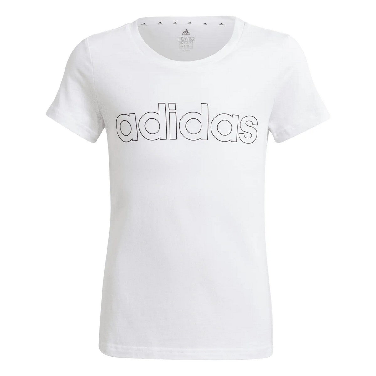 White - Front - Adidas Girls Essentials Linear T-Shirt