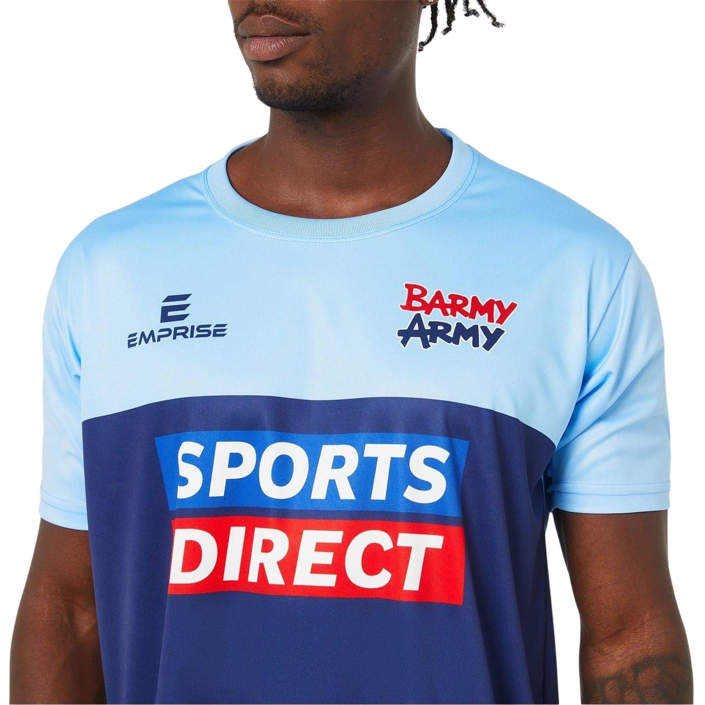 Blue - Side - Barmy Army Mens Crew Neck Regular Short-Sleeved T-Shirt
