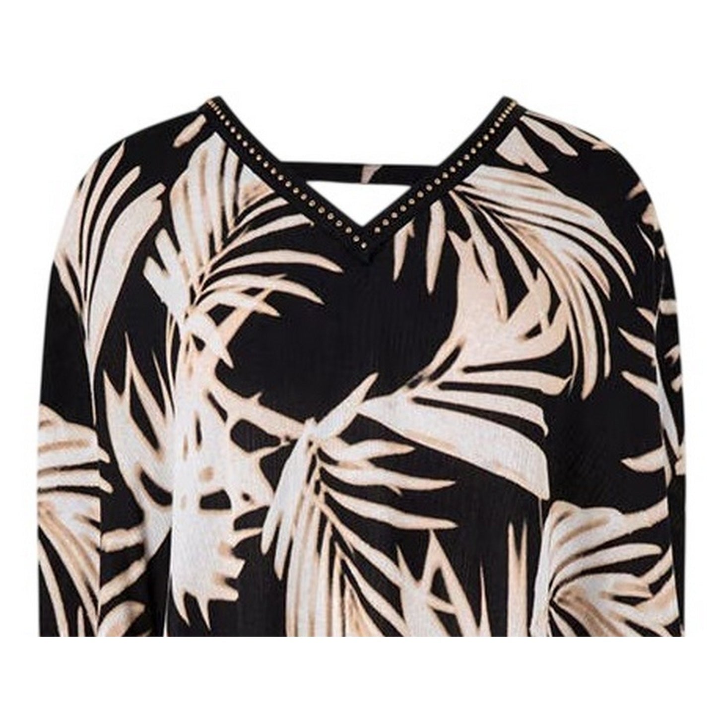 Multicoloured - Side - Biba Womens-Ladies Leaf Print V Neck Relaxed Fit Blouse