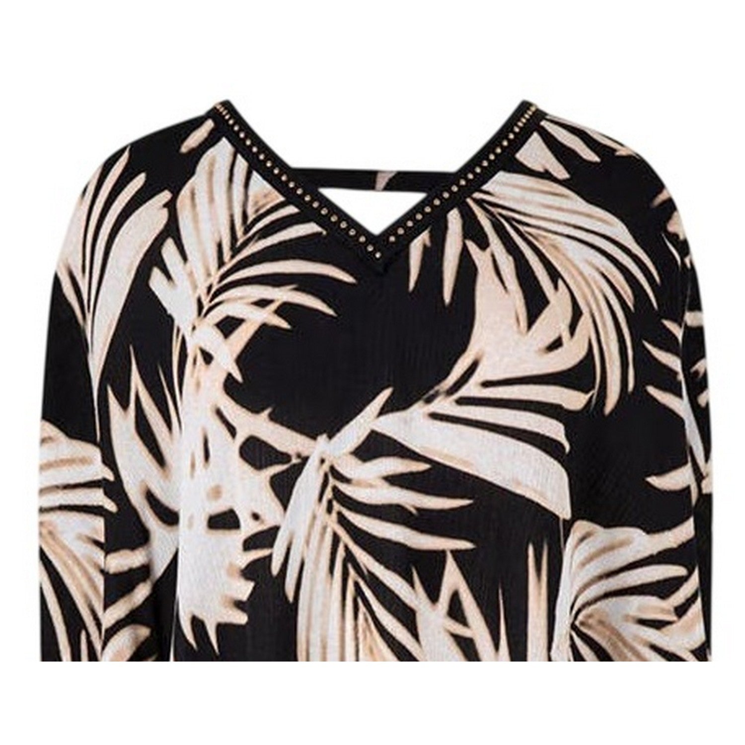 Multicoloured - Side - Biba Womens-Ladies Leaf Print V Neck Relaxed Fit Blouse
