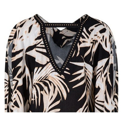 Multicoloured - Lifestyle - Biba Womens-Ladies Leaf Print V Neck Relaxed Fit Blouse