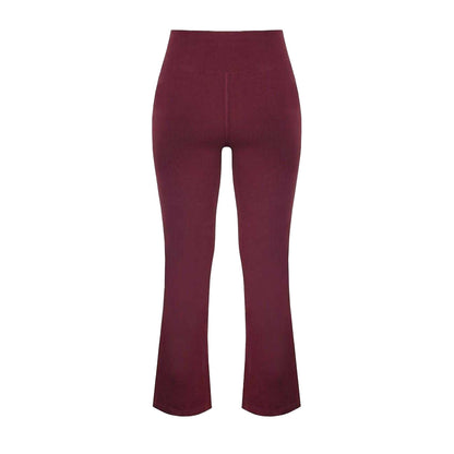 Burgundy - Back - Miso Womens-Ladies Stretch Kickflare Leggings