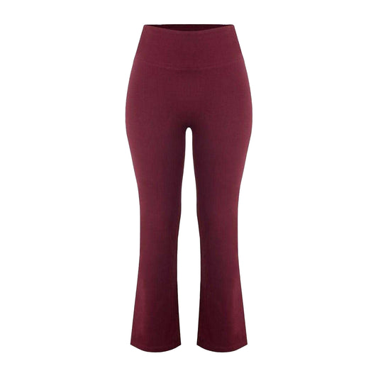 Burgundy - Front - Miso Womens-Ladies Stretch Kickflare Leggings