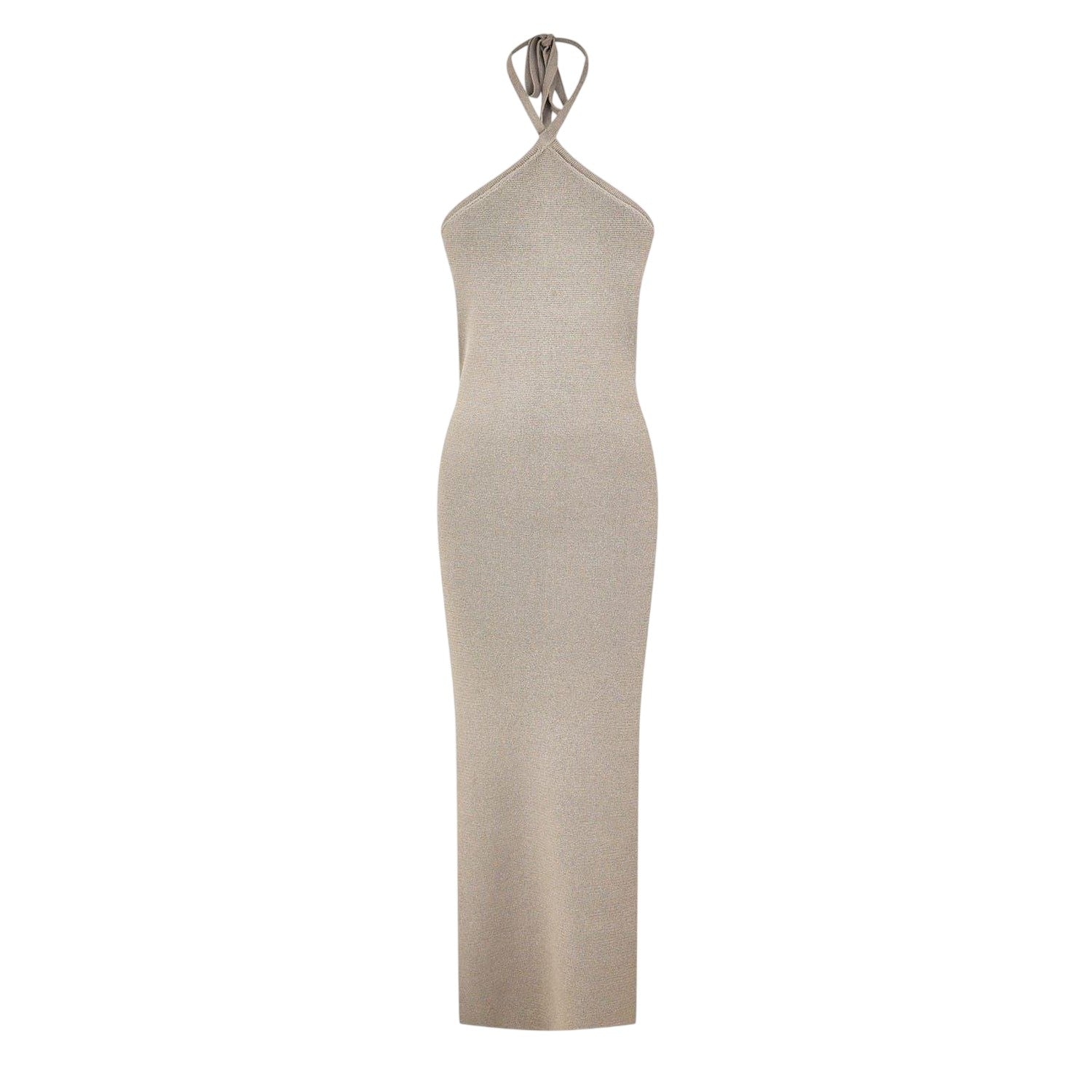 Taupe - Front - Jack Wills Womens-Ladies Halter Neck Midi Dress