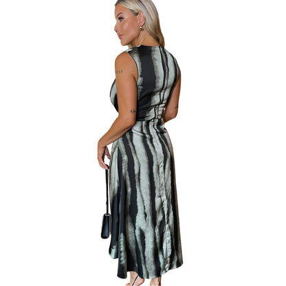 Black-White - Back - AX Paris Womens-Ladies Striped Gathered Waist Midi Dress