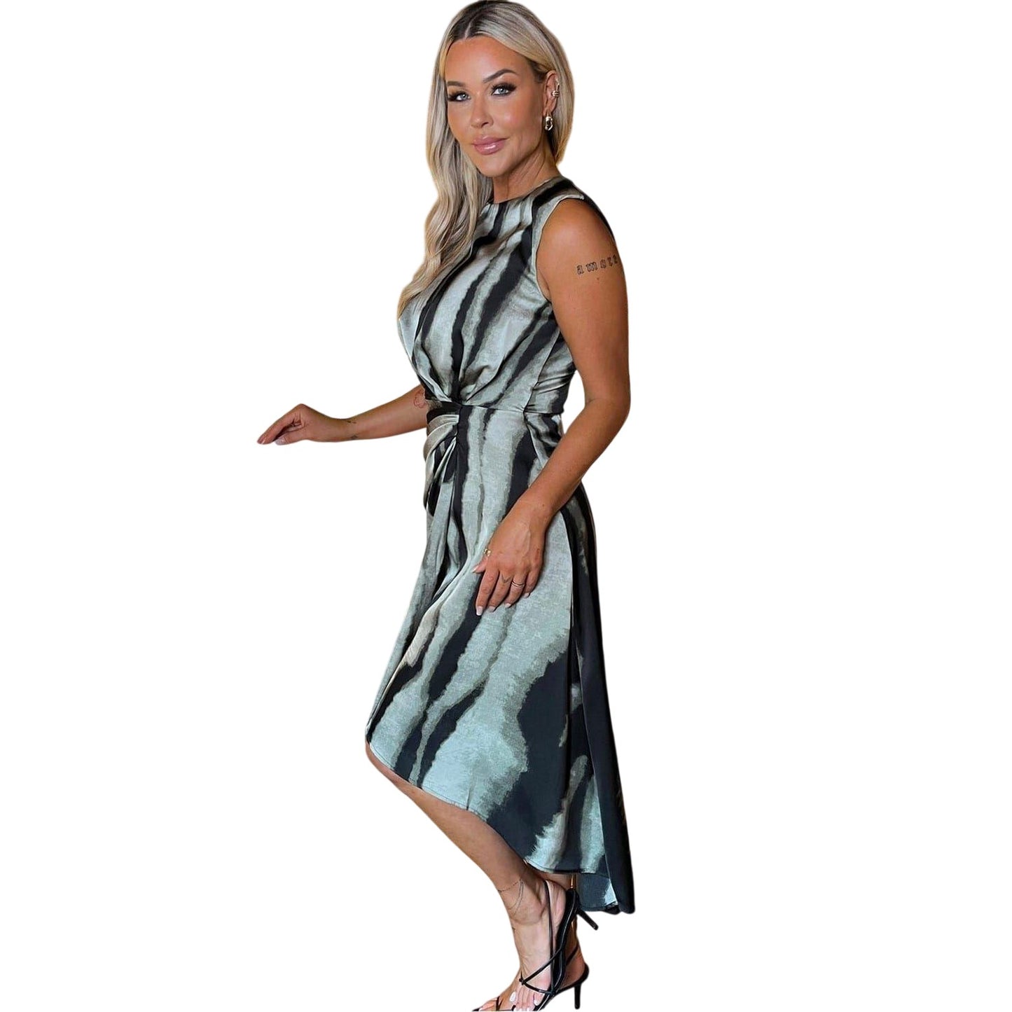Black-White - Lifestyle - AX Paris Womens-Ladies Striped Gathered Waist Midi Dress