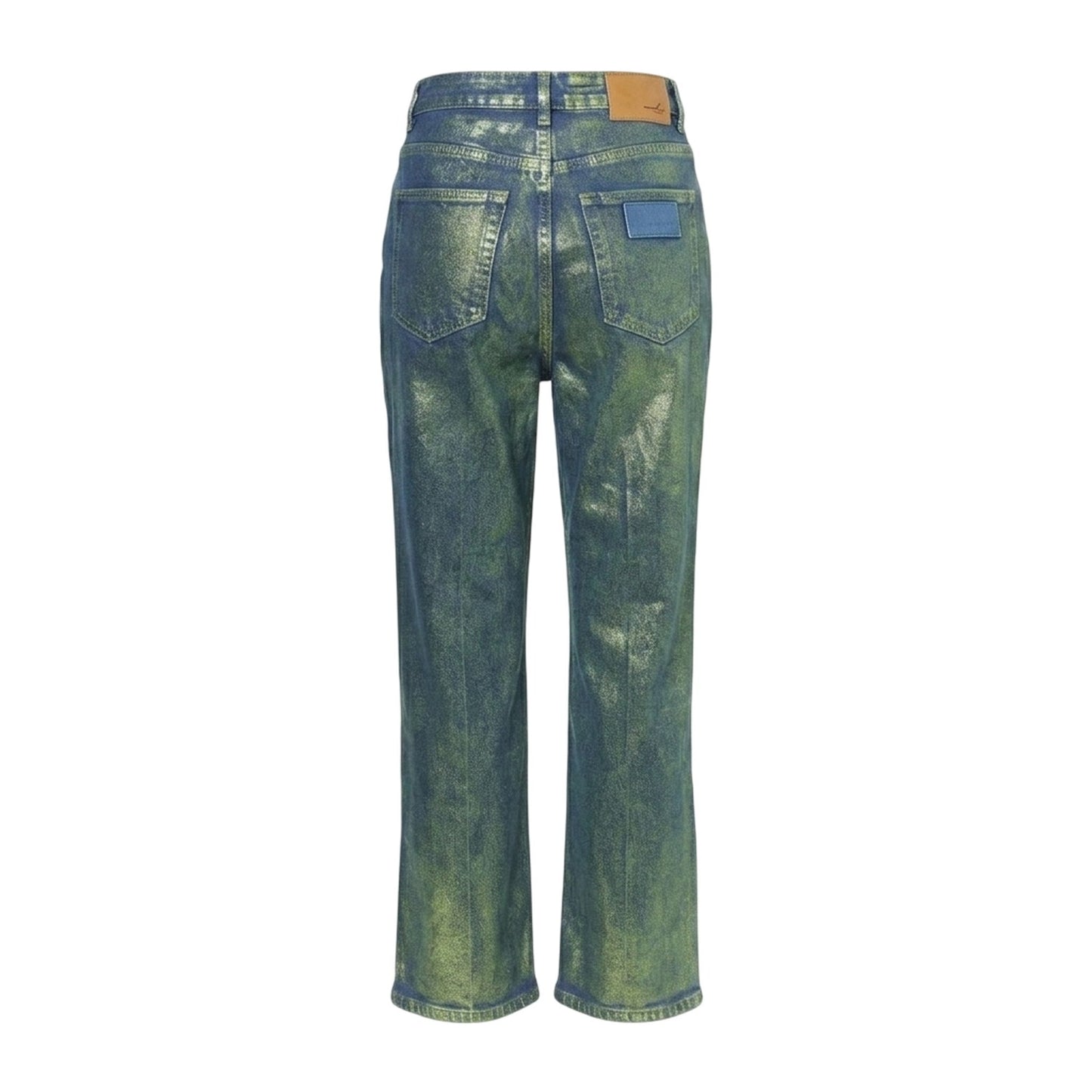 Green - Back - AmyLynn Womens-Ladies Lupe Metallic 5 Pockets Jeans