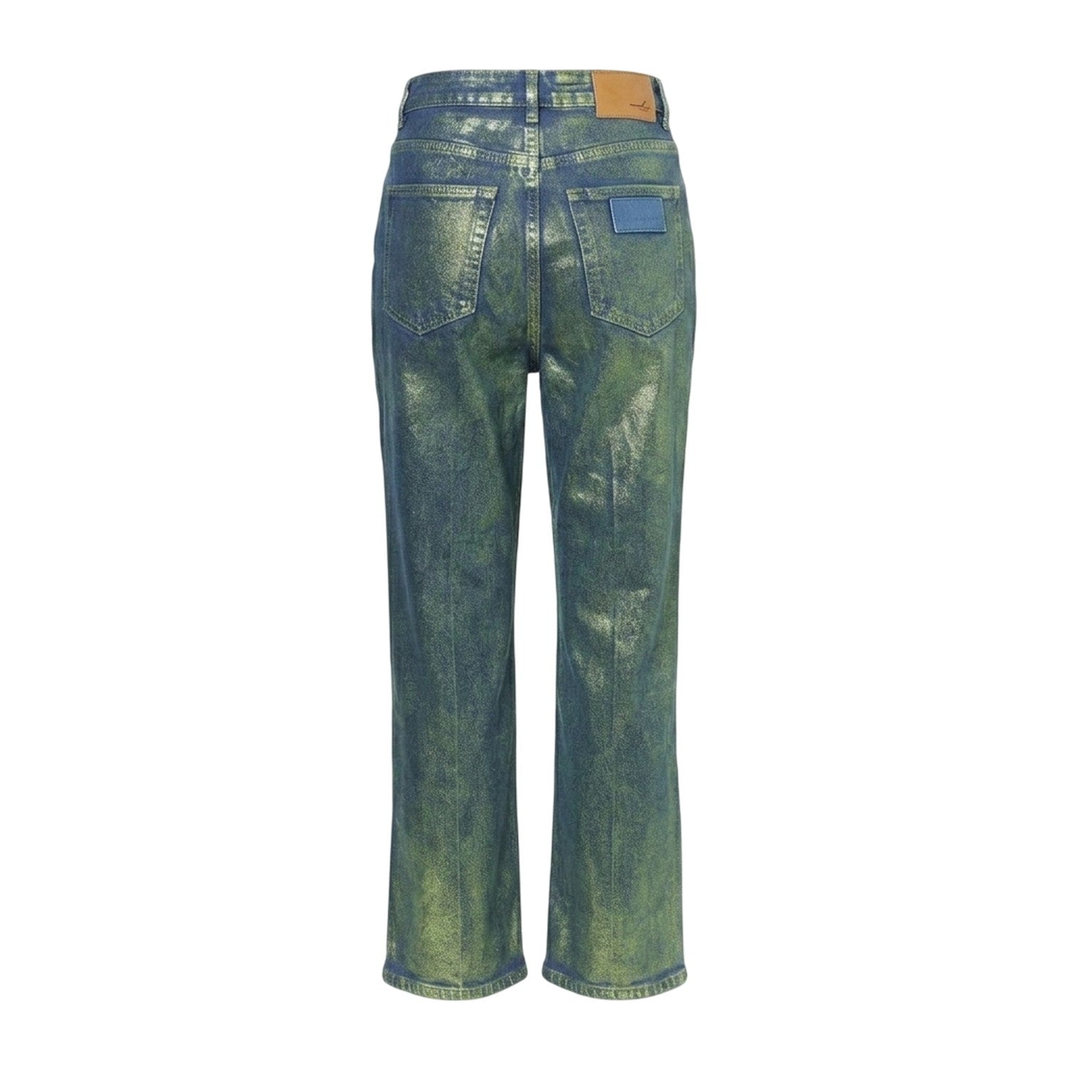 Green - Back - AmyLynn Womens-Ladies Lupe Metallic 5 Pockets Jeans