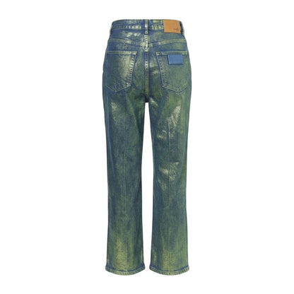 Green - Back - AmyLynn Womens-Ladies Lupe Metallic 5 Pockets Jeans