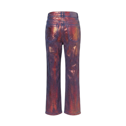 Red - Back - AmyLynn Womens-Ladies Lupe Metallic 5 Pockets Jeans