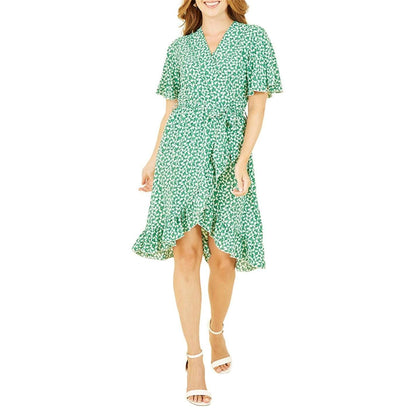 Green - Lifestyle - Mela London Womens-Ladies Ditsy Floral V Neck Wrap Dress