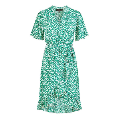Green - Front - Mela London Womens-Ladies Ditsy Floral V Neck Wrap Dress