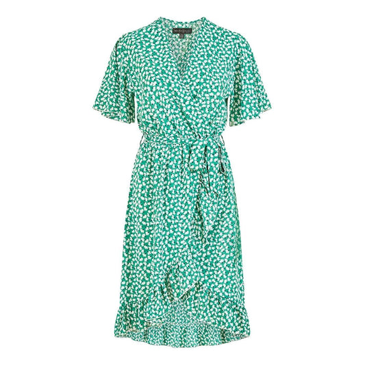 Green - Front - Mela London Womens-Ladies Ditsy Floral V Neck Wrap Dress