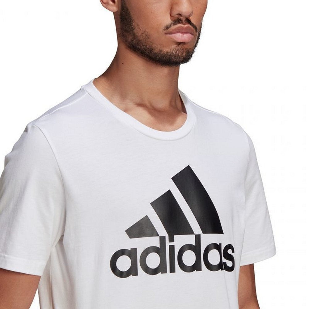 White - Side - Adidas Mens Essentials Big Logo T-Shirt