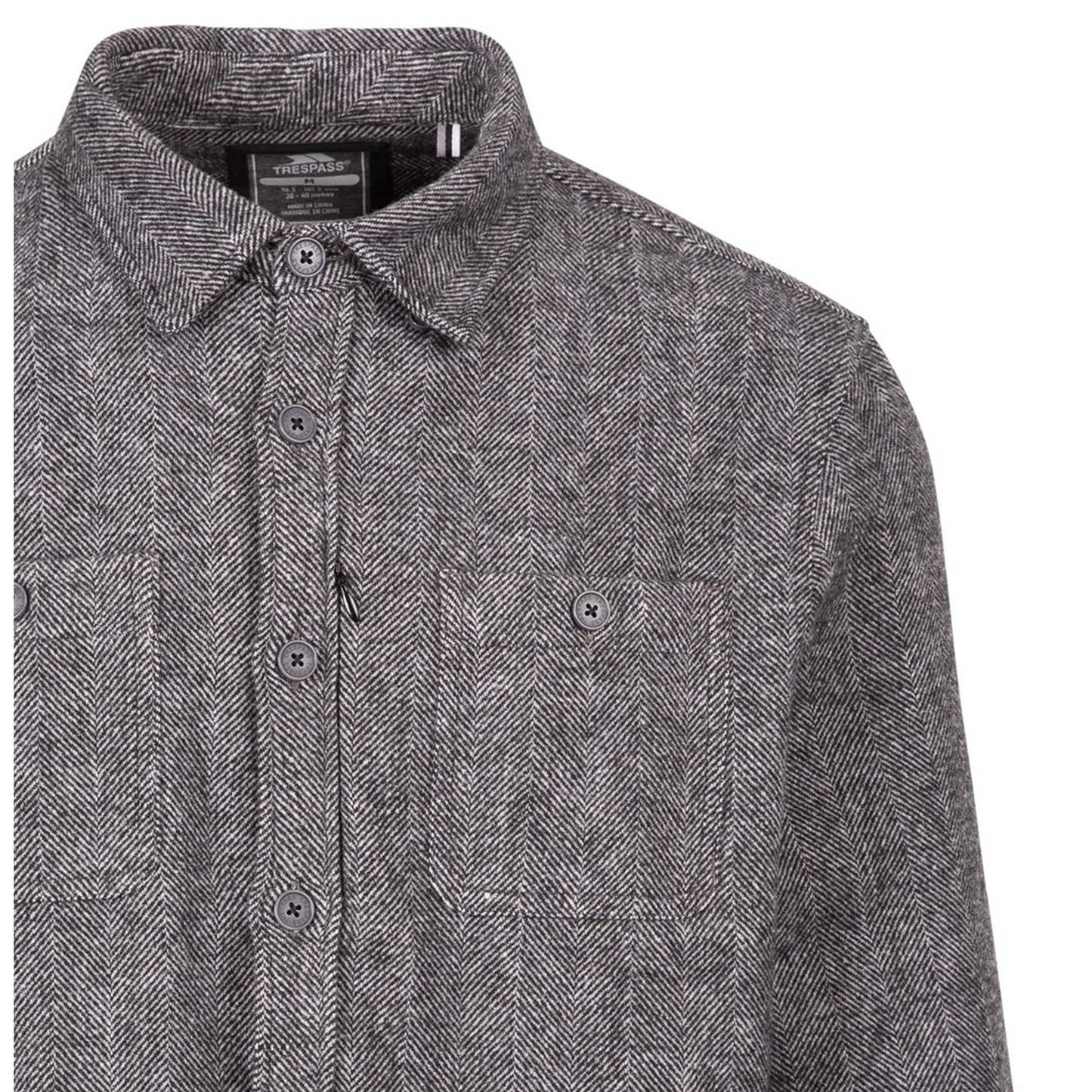Grey - Side - Trespass Mens Plain Collared Shirt