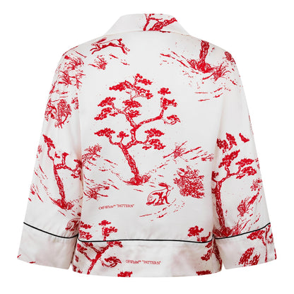 White-Red - Back - Off White Womens-Ladies Collared Shirt