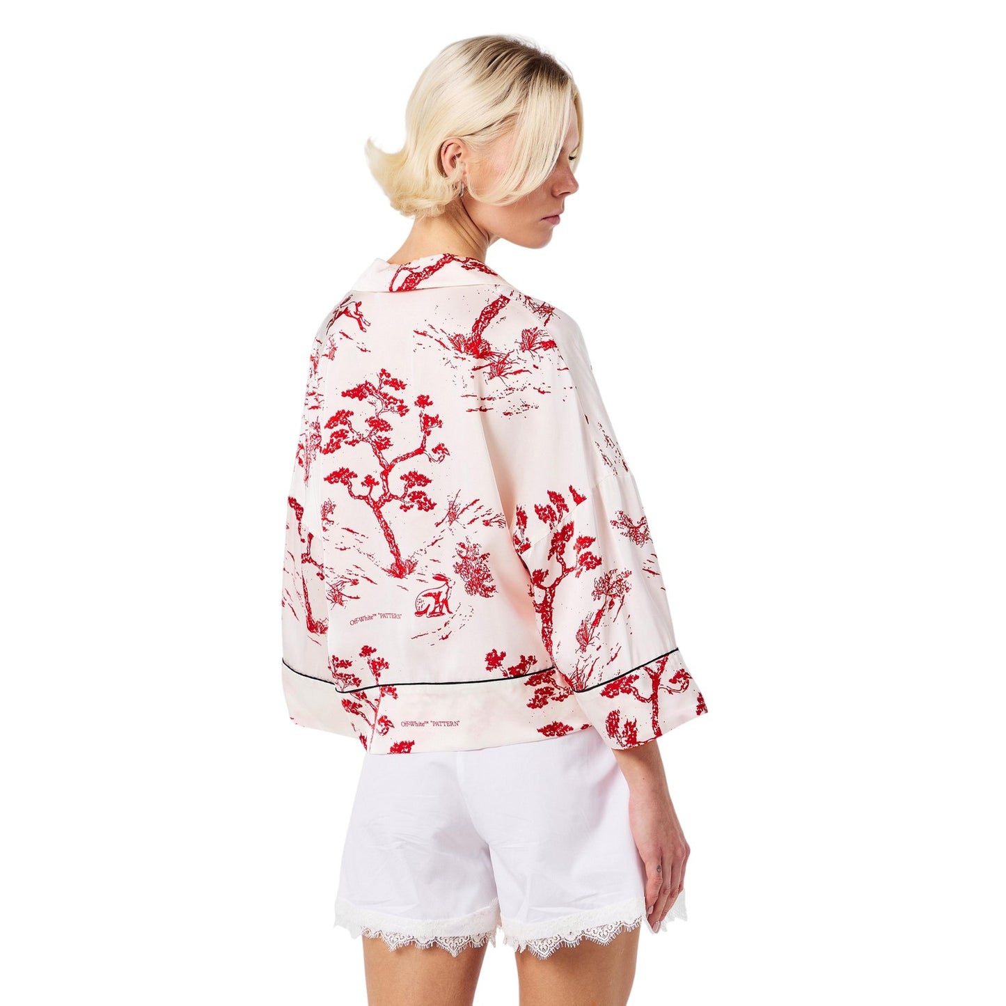 White-Red - Lifestyle - Off White Womens-Ladies Collared Shirt
