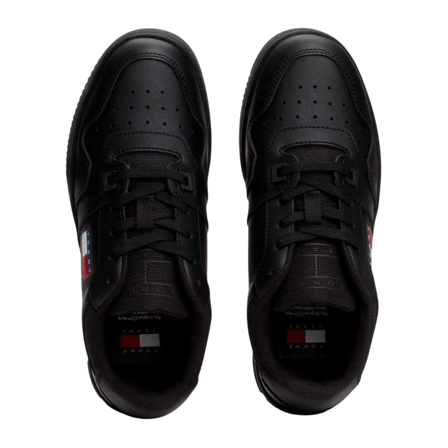 Black - Side - Tommy Jeans Womens-Ladies Retro Leather Basketball Trainers