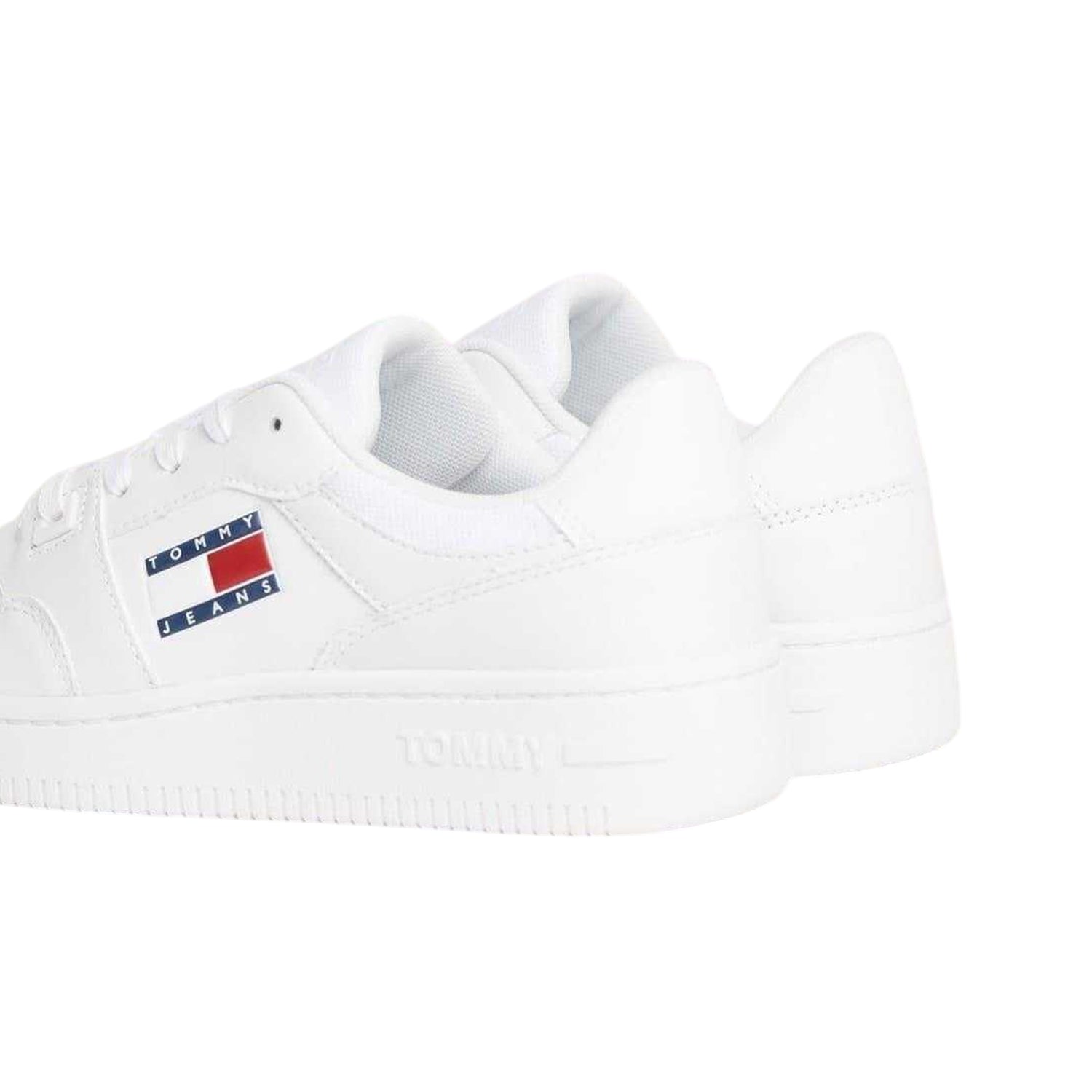 White - Back - Tommy Jeans Womens-Ladies Retro Leather Basketball Trainers