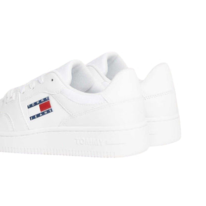 White - Back - Tommy Jeans Womens-Ladies Retro Leather Basketball Trainers