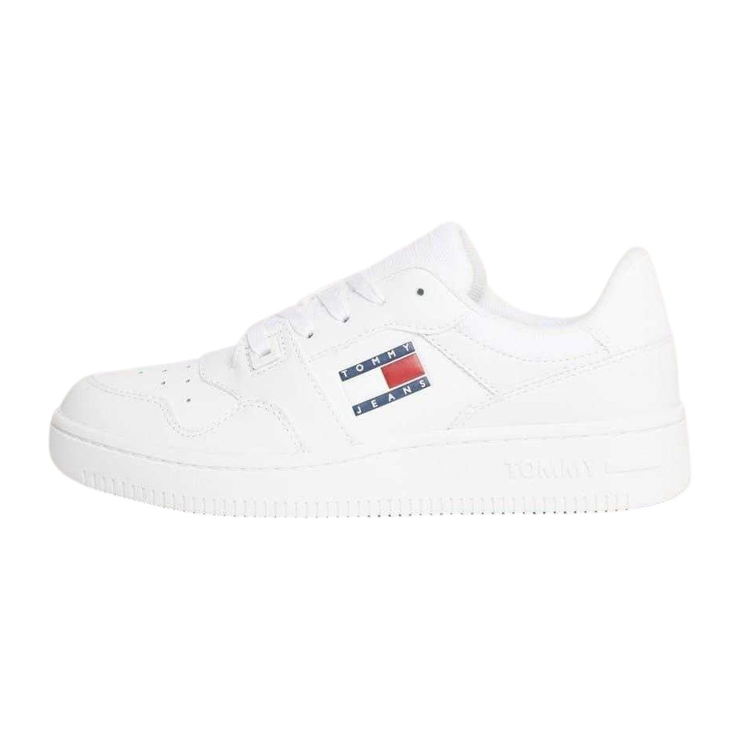 White - Side - Tommy Jeans Womens-Ladies Retro Leather Basketball Trainers