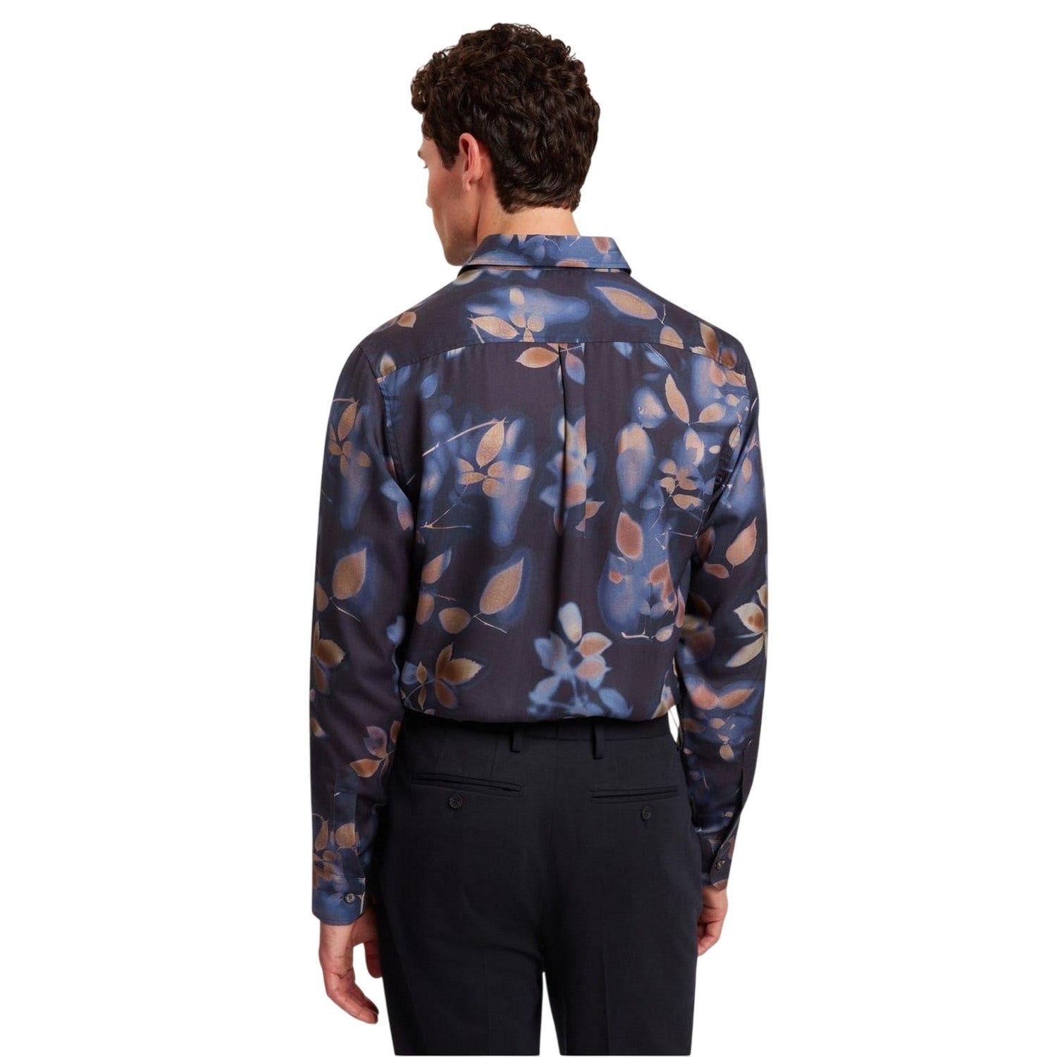 Navy - Back - Ted Baker Mens Leaf Print Regular Shirt