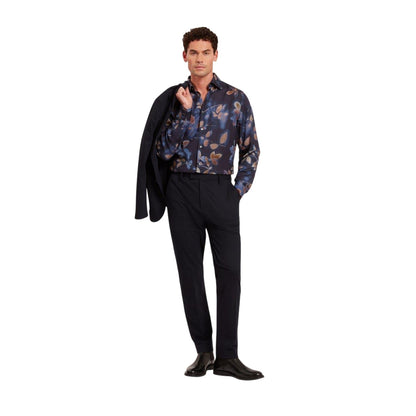 Navy - Lifestyle - Ted Baker Mens Leaf Print Regular Shirt