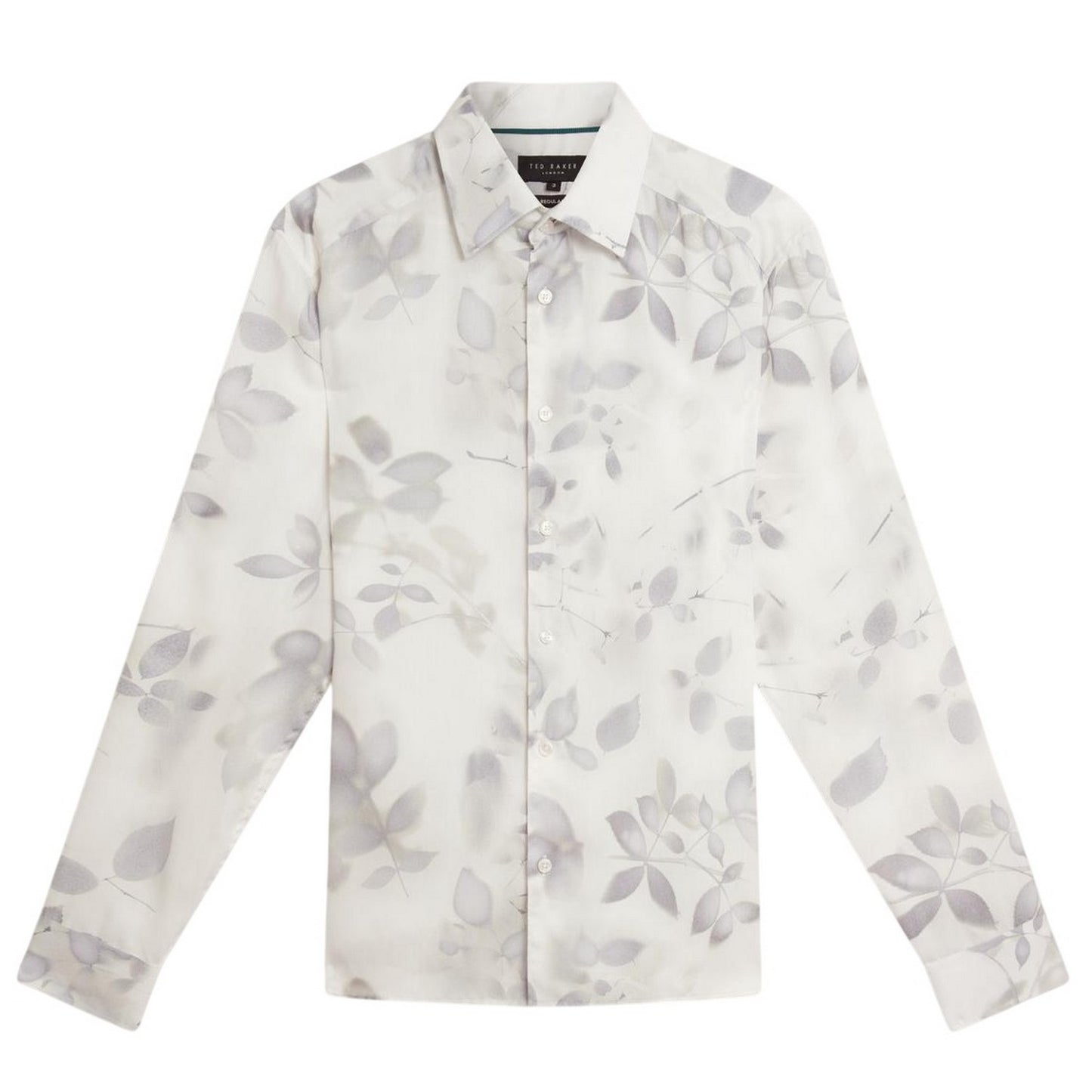 White - Front - Ted Baker Mens Leaf Print Regular Shirt