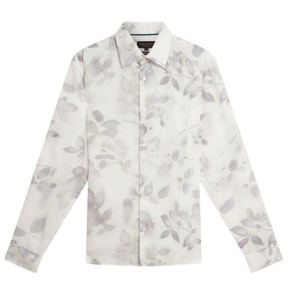 White - Front - Ted Baker Mens Leaf Print Regular Shirt