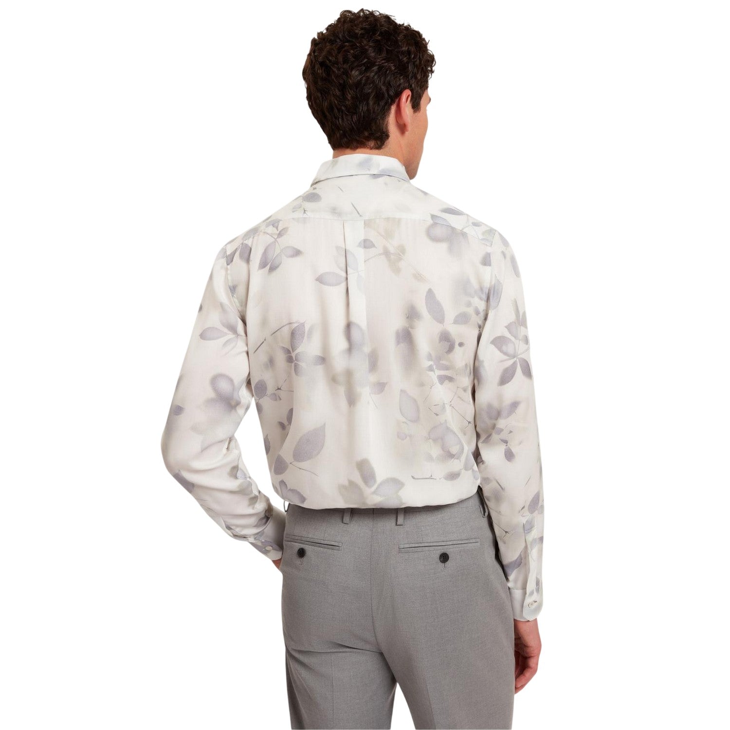 White - Back - Ted Baker Mens Leaf Print Regular Shirt