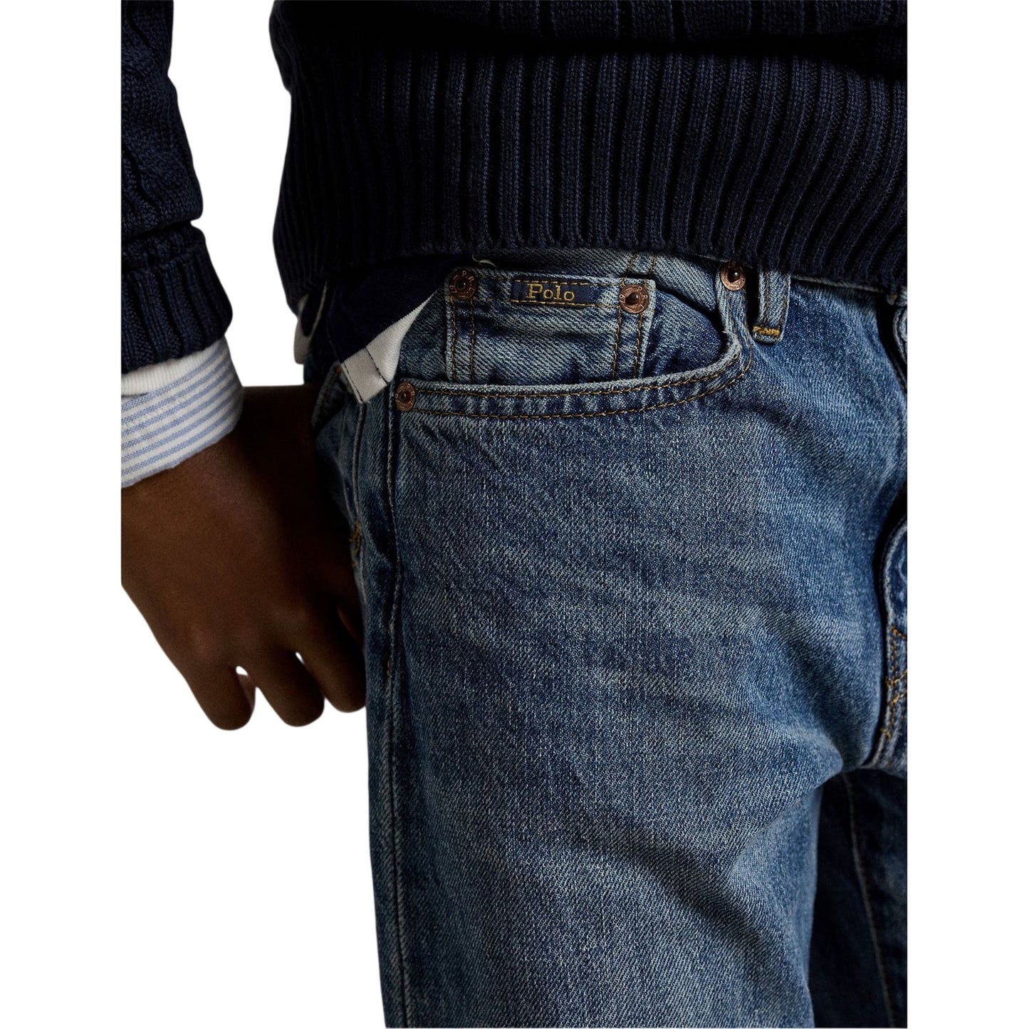 Blue - Side - Ralph Lauren Childrens-Kids Denim 5 Pockets Relaxed Fit Jeans
