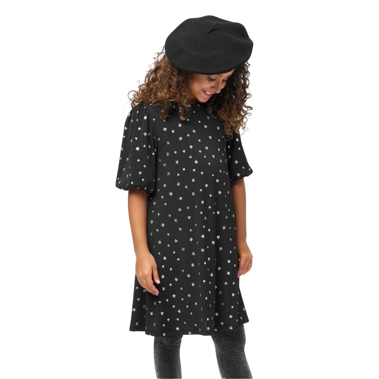 Black - Lifestyle - Biba Girls Stars Puff Sleeve Dress