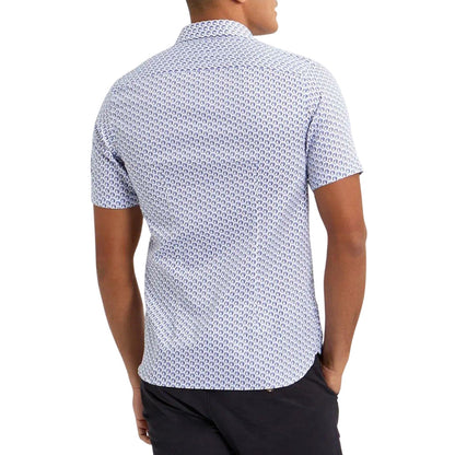 Blue - Back - Ted Baker Mens Geometric Regular Shirt