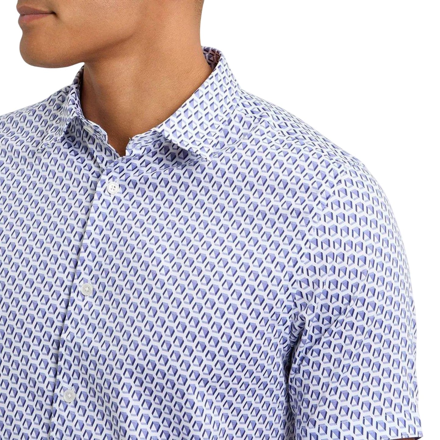 Blue - Side - Ted Baker Mens Geometric Regular Shirt