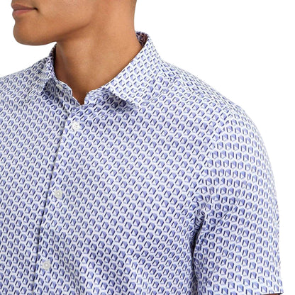 Blue - Side - Ted Baker Mens Geometric Regular Shirt