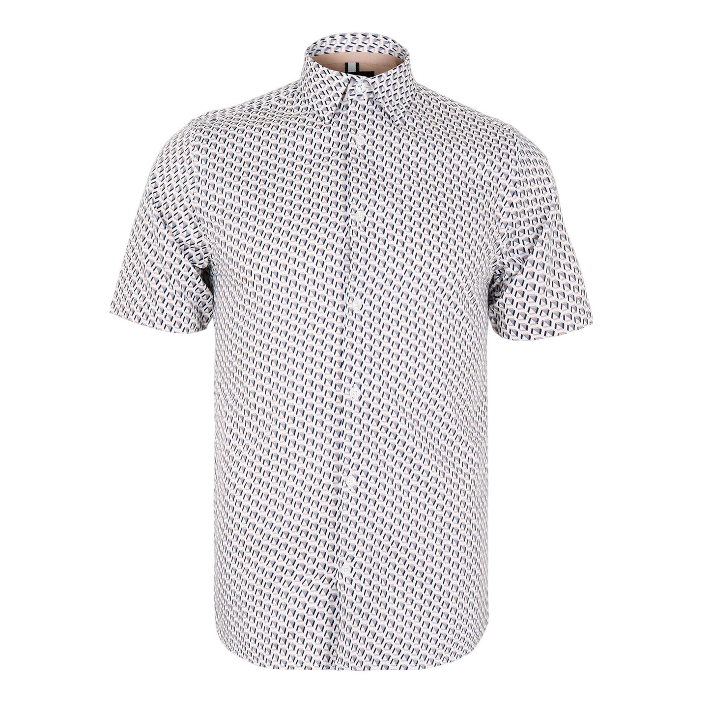 Taupe - Front - Ted Baker Mens Geometric Regular Shirt