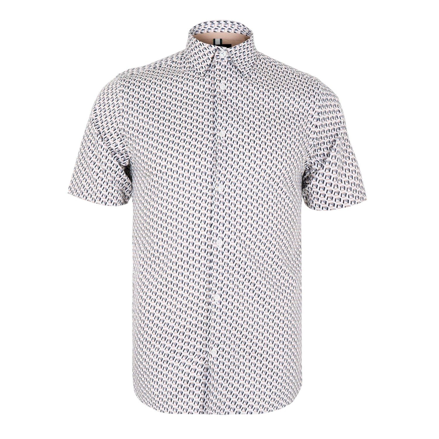 Taupe - Front - Ted Baker Mens Geometric Regular Shirt