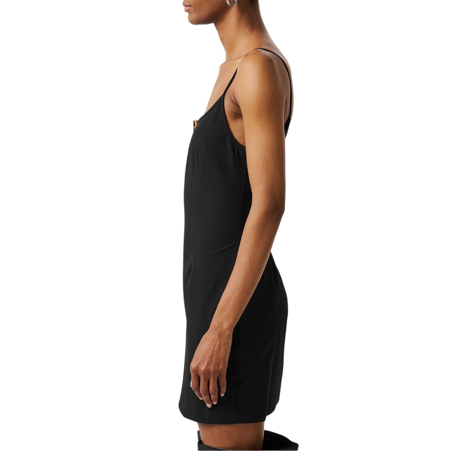 Black - Side - Heron Preston Womens-Ladies Scoop Neck Spaghetti Strap Slip Dress