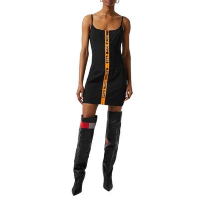 Black - Pack Shot - Heron Preston Womens-Ladies Scoop Neck Spaghetti Strap Slip Dress