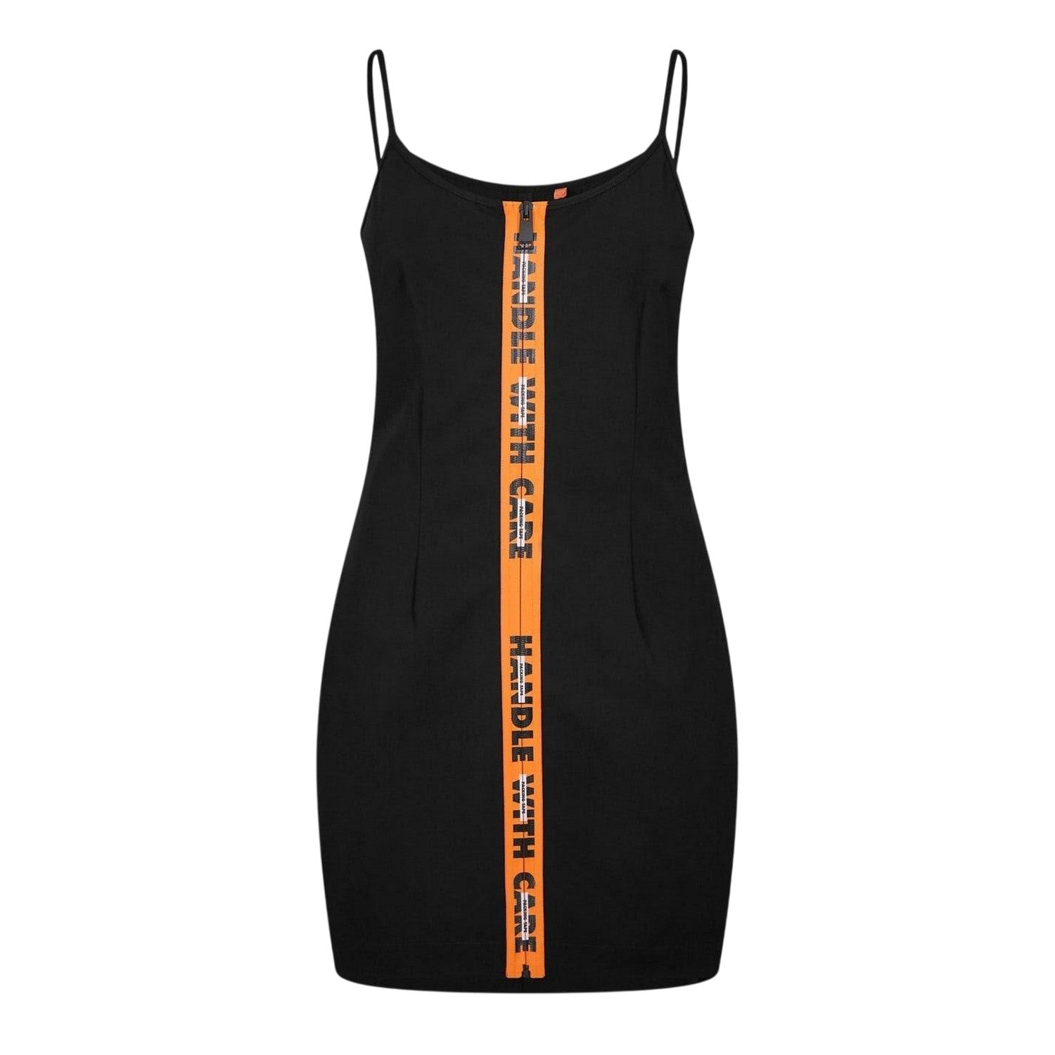 Black - Front - Heron Preston Womens-Ladies Scoop Neck Spaghetti Strap Slip Dress